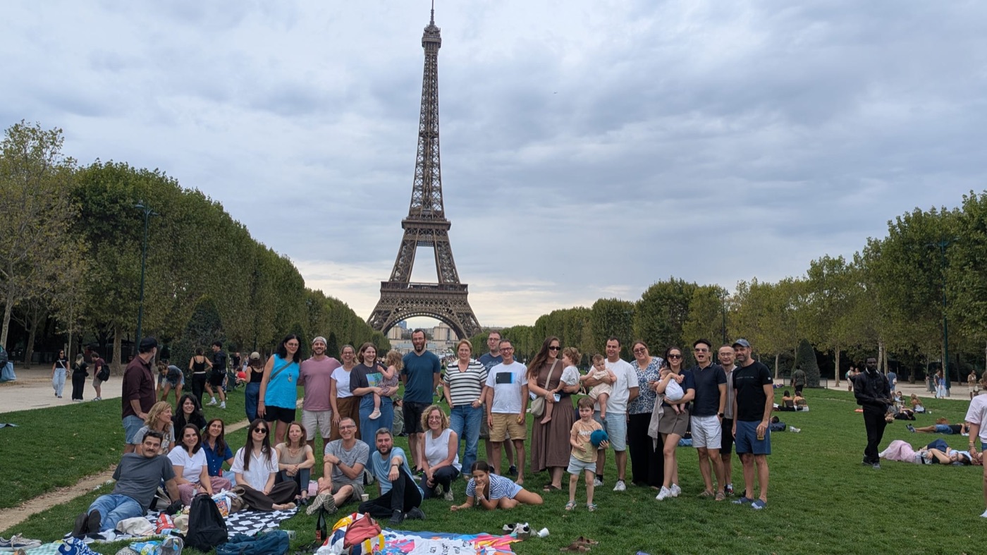 Members gathered on the grass
